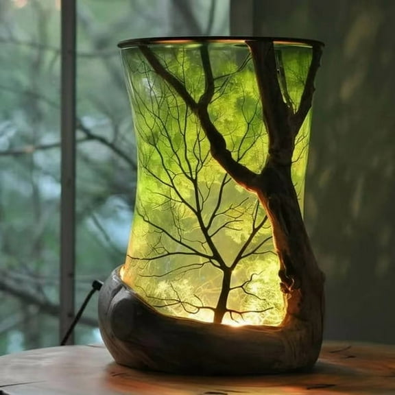 Nature-Inspired Forest Ambient Lamp, Perfect for Cozy Home and Office Decor, Elegant Green Light for Peaceful and Relaxing Atmosphere, Ideal for Nature Lovers