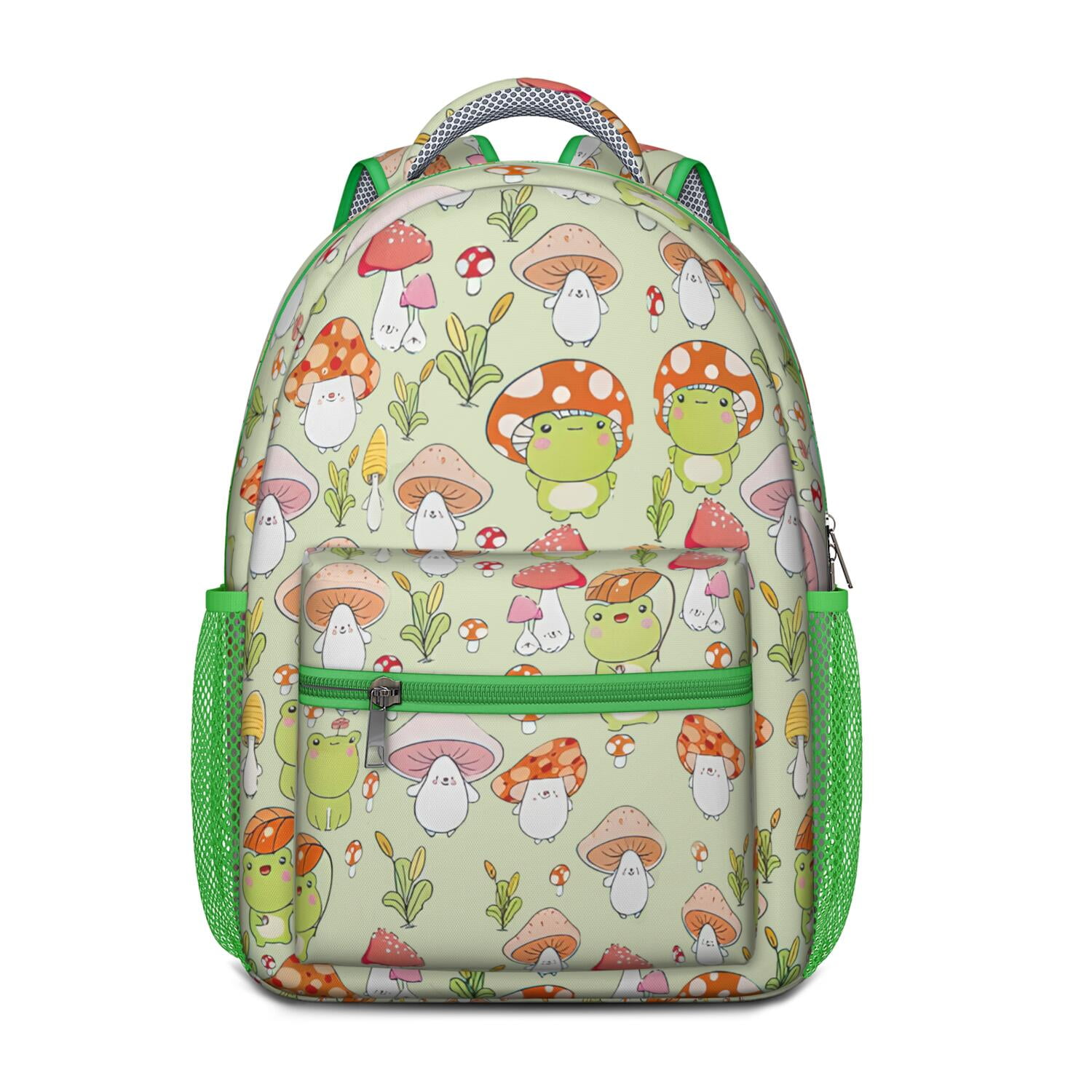 Nature-Inspired Frog Print Backpack – Green Frog Cartoon Design with ...