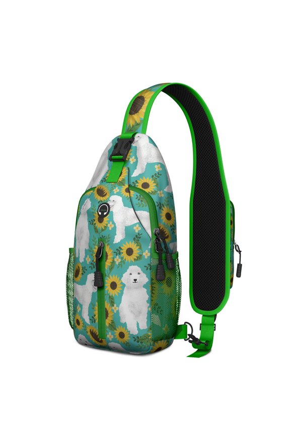 Nature-Inspired Frog and Plant Pattern Hiking Daypack – Breathable Back, Adjustable Strap, Durable Stitching – Artistic Green Frog and Mushroom Print