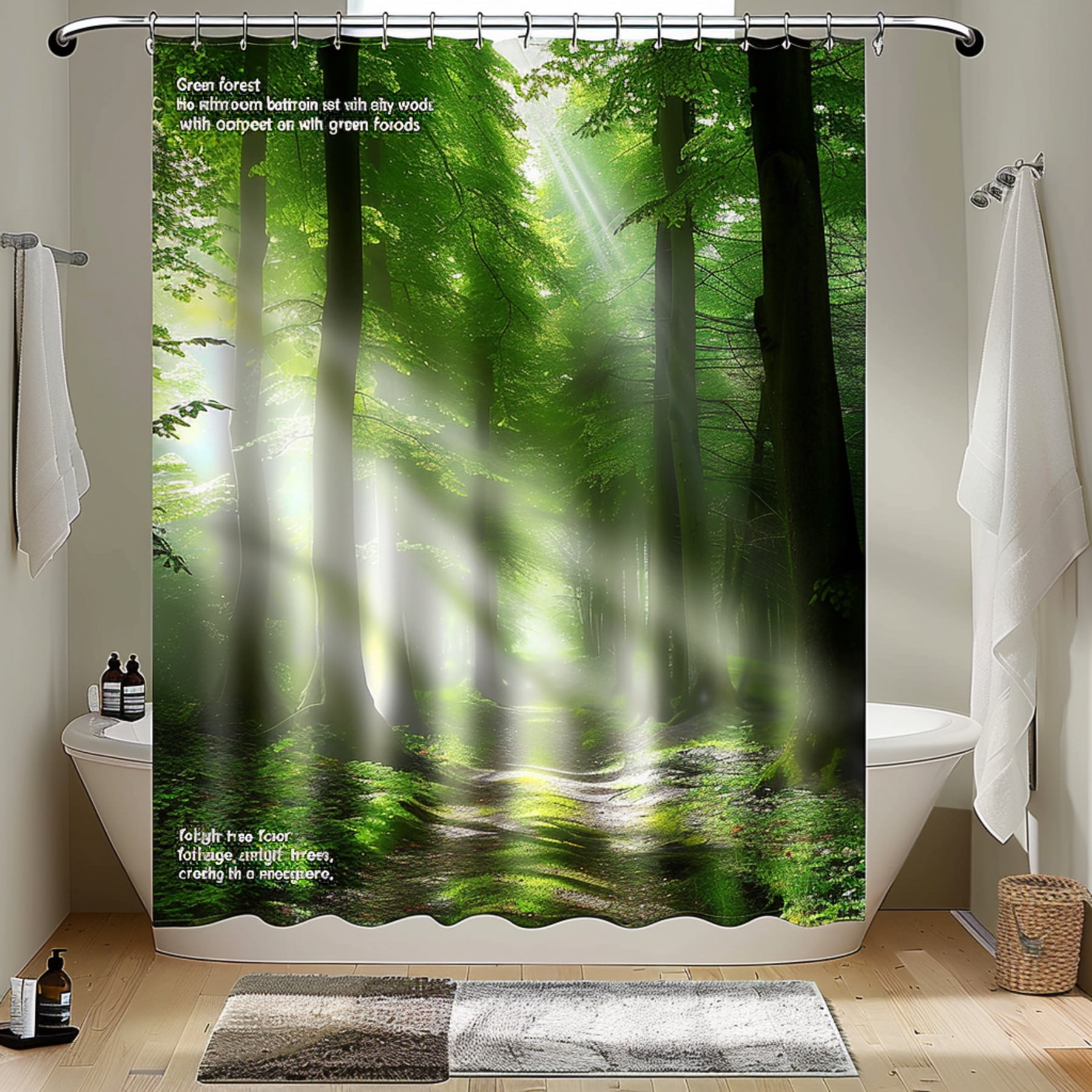 Nature Inspired Green Forest Shower Curtain Set Transform Your Bathroom ...