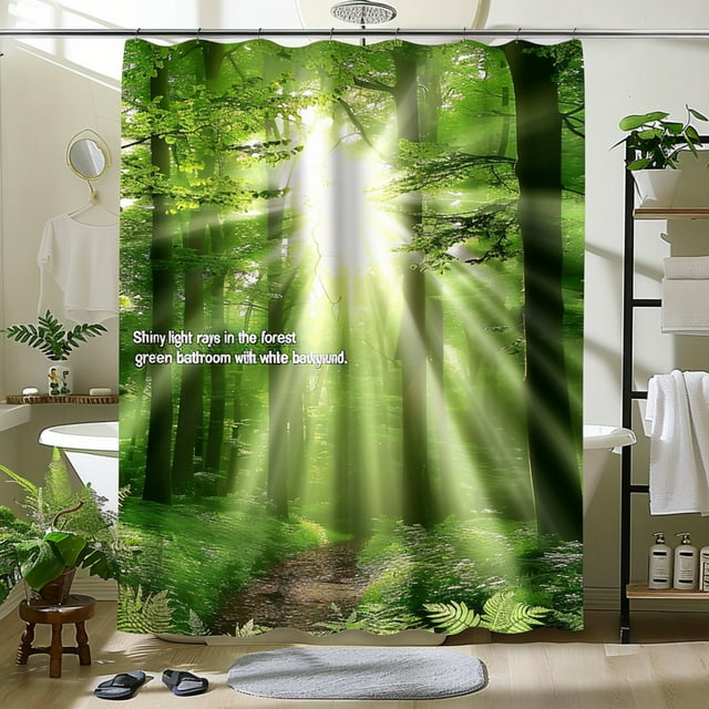 Nature Inspired Green Forest Shower Curtain Transform Your Bathroom