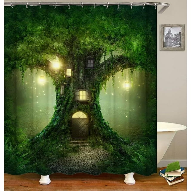 NatureInspired Green Forest Shower Curtains Elevate Your Bathroom