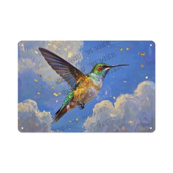 Nature-Inspired Hummingbird Metal Sign – 12x16 Inch Vintage Tin Wall Décor for Garden, Porch, Bedroom – Thoughtful Gift for Bird Lovers, Wildlife Enthusiasts, and Gardeners