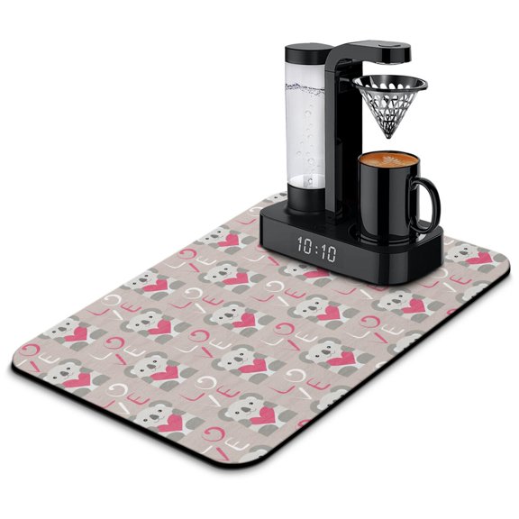Nature-Inspired Koala Coffee Station Mat - 4-Layer Absorbent Pad, Koala and Tropical Jungle Theme