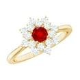 thumbnail image 1 of Rosec Jewels Lab Grown Ruby Flower Engagement Ring with Diamond - Nature Inspired Ring for Women - AAAA Grade Ruby Ring, 10K Yellow Gold, US 11.50, 1 of 9