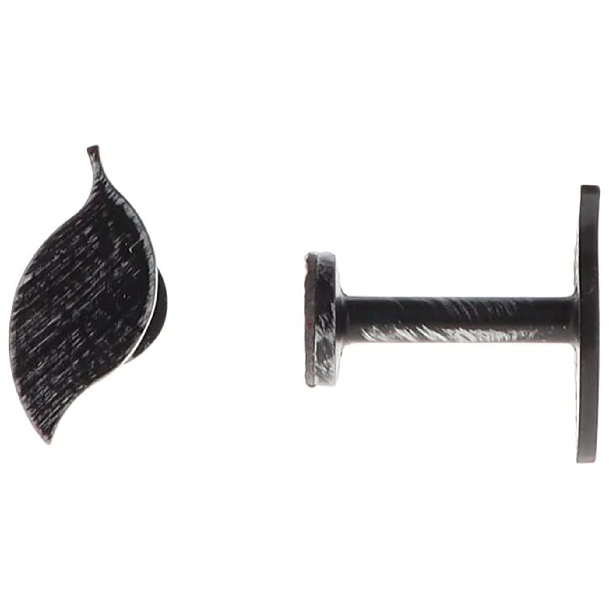 Black and Silver Metal Leaf Design Curtain Tieback Hooks - Set of 2