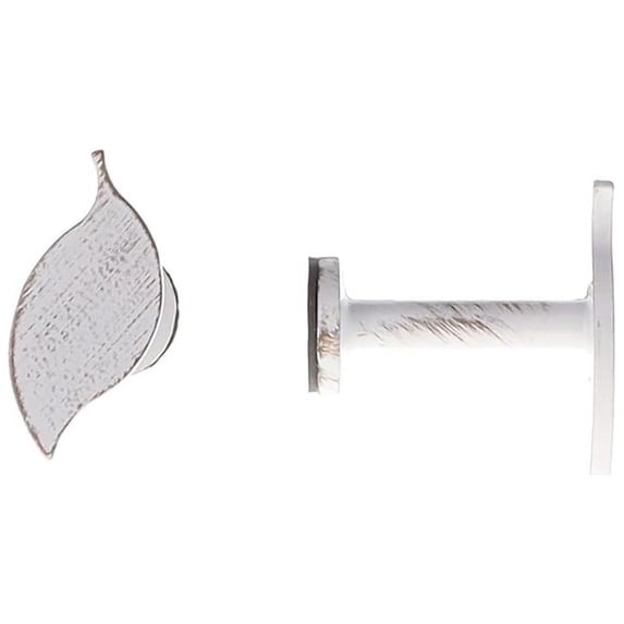 Nature-Inspired Leaf Curtain Tieback Hooks - Set of 2 Adhesive Metal Holdbacks for Drapery - White/Gold