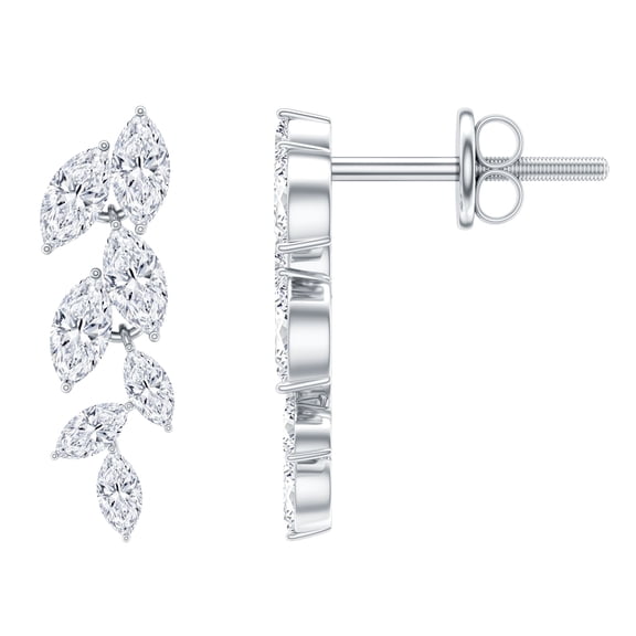 Rosec Jewels Nature Inspired Leaf Dangle Earrings with Moissanite for Women (D-VS1 Quality), 925 Sterling Silver