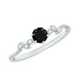 thumbnail image 1 of Rosec Jewels Nature Inspired Leaf Ring - Black Onyx Promise Ring with Diamond - AAA Grade, 14K White Gold, US 6.50, 1 of 9