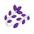 thumbnail image 1 of Rosec Jewels Natural Amethyst and Diamond Ring for Women - Leaf Wrap Cocktail Ring - Ready to Gift with Jewelry Box, 10K White Gold, US 11.50, 1 of 8
