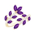 thumbnail image 1 of Rosec Jewels Natural Amethyst and Diamond Ring for Women - Leaf Wrap Cocktail Ring - Ready to Gift with Jewelry Box, 10K Yellow Gold, US 4.00, 1 of 8