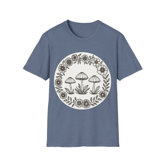Nature-Inspired Mushroom and Floral Tee - 6 Color Options