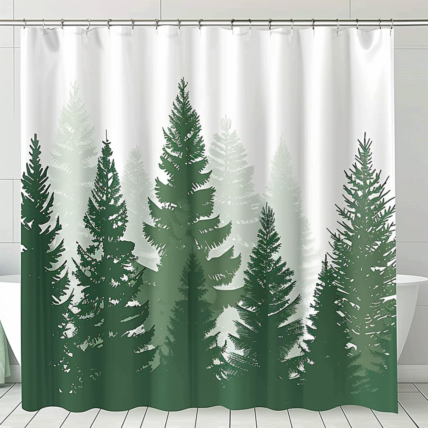 Nature-Inspired Pine Forest Shower Curtain Rustic Cabin Bathroom Decor ...