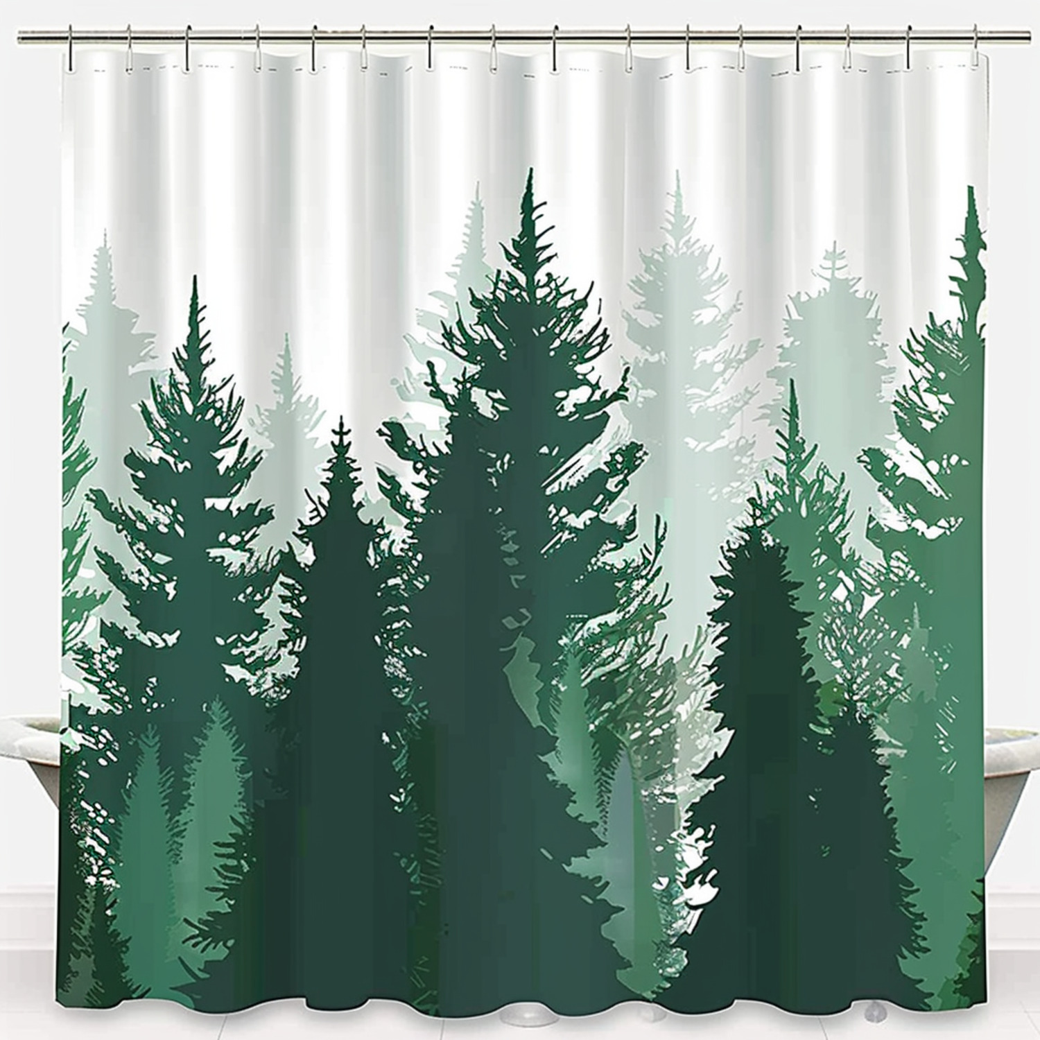 NatureInspired Pine Forest Shower Curtain Rustic Cabin Decor for