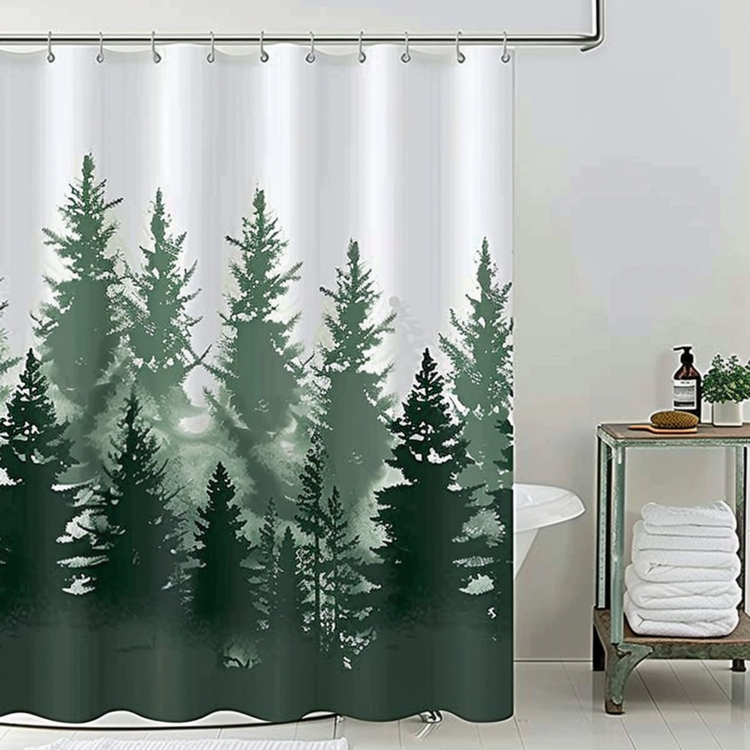 NatureInspired Pine Forest Shower Curtain Rustic Cabin Decor with