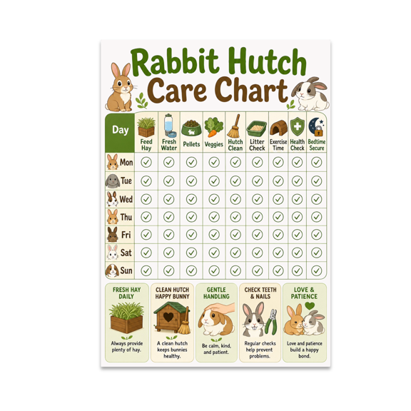 Nature-Inspired Rabbit Hutch Care Chart - Rabbit Owner - 13x19 Poster Print