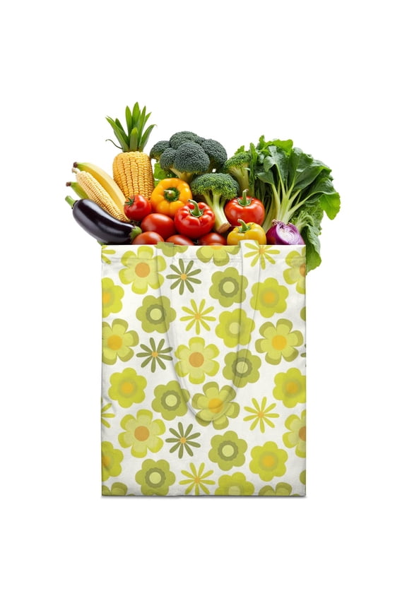 Nature Inspired Reusable Grocery Bag - Foldable & Durable Tote with Floral Print