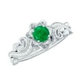 thumbnail image 1 of Rosec Jewels Nature Inspired Ring for Women, Emerald Flower Ring with Diamond (AAA Quality), 18K White Gold, US 10.00, 1 of 8