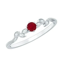 Nature Inspired Ring for Women, Ruby Promise Ring with Diamond (AAA Grade), 925 Sterling Silver, US 4.00