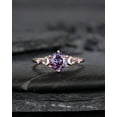 thumbnail image 1 of Nature Inspired Round Shape Alexandrite Engagement Ring, Unique Crescent Rose Gold Promise Ring Vintage Moon and Star Wedding Ring for Women, 1 of 5