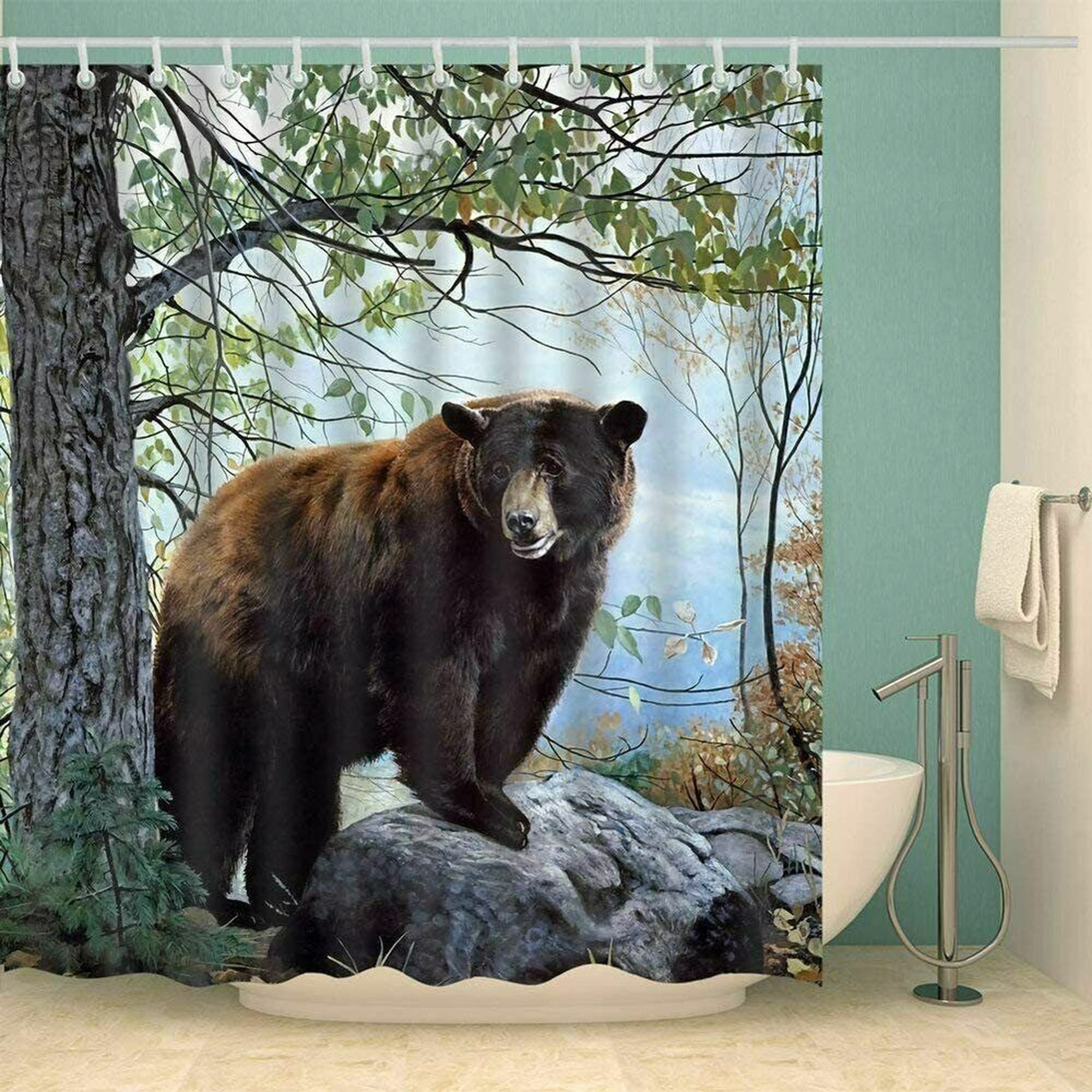 Nature-Inspired Shower Curtain: Stunning Brown Bears and Water