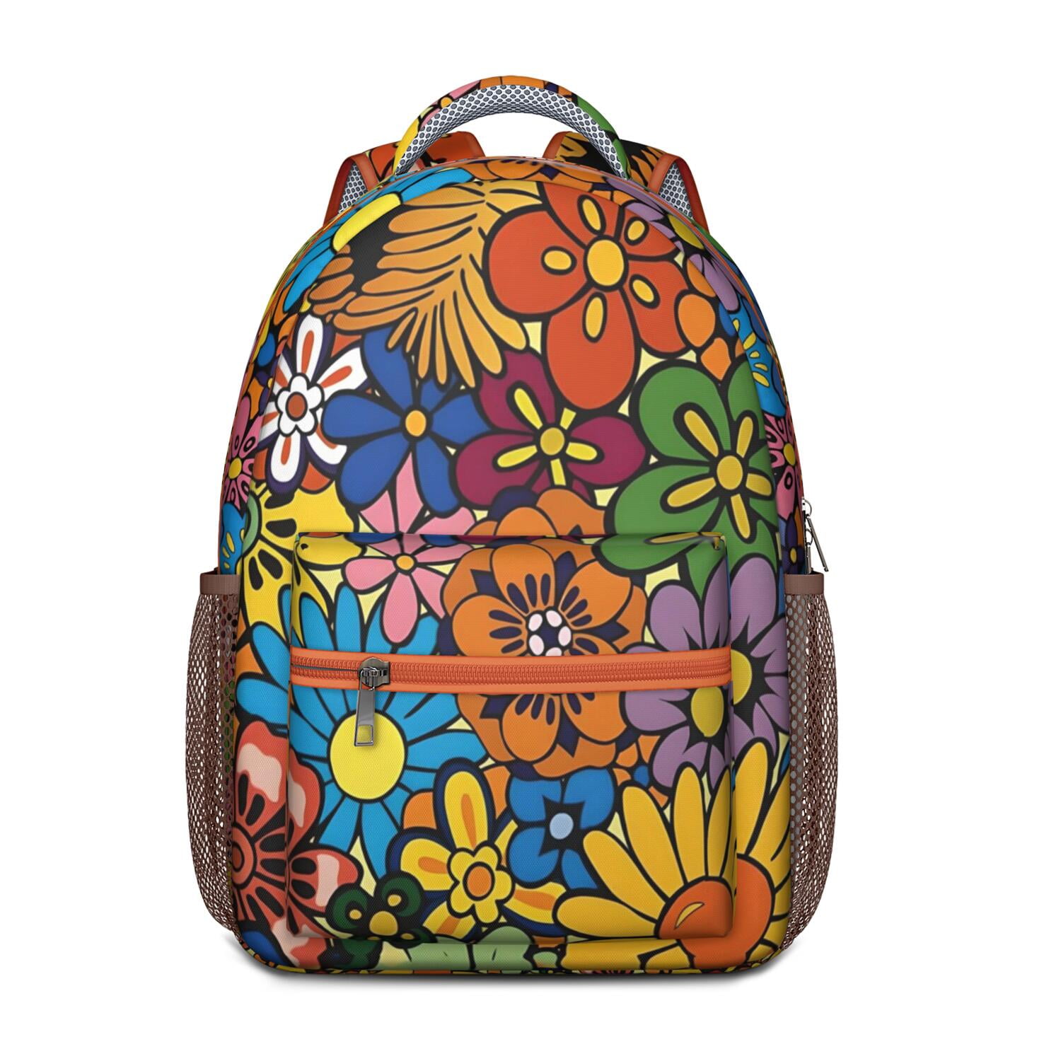 Nature Inspired Watercolor Floral Backpack - Ergonomic Student Backpack