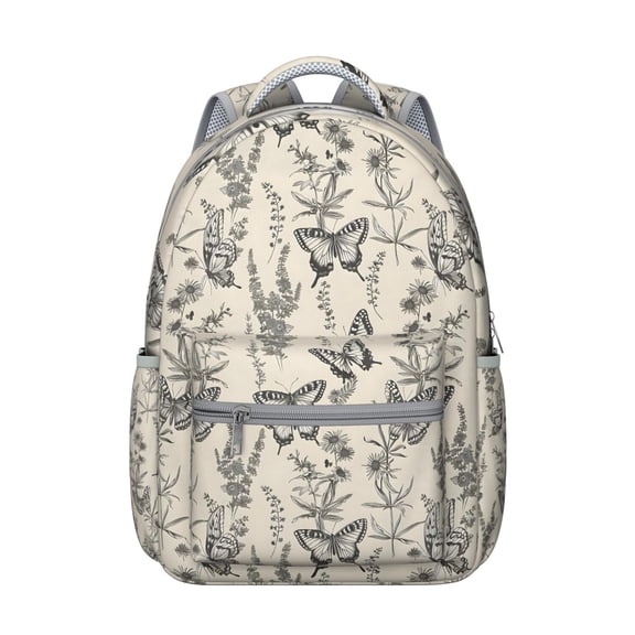 Nature-Inspired Waterproof Backpack - Artistic Butterfly Illustration, Ergonomic Design with Padded Straps for Spinal Support, Lightweight & Stylish