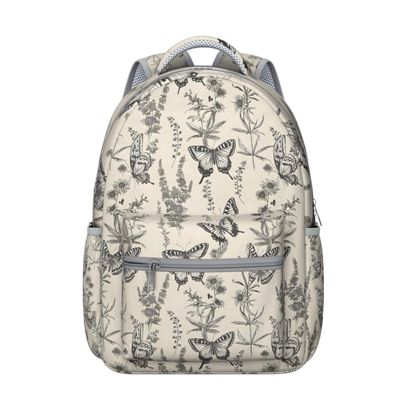 Nature-Inspired Waterproof Backpack - Artistic Butterfly Illustration, Ergonomic Design with Padded Straps for Spinal Support, Lightweight & Stylish