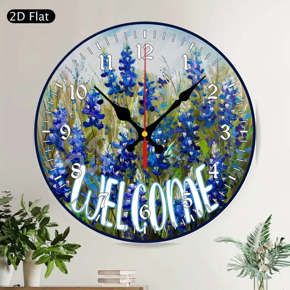 Nature Inspired Welcome Home Ladybug Green Wreath Round Wall Clock Silent Decorative Art