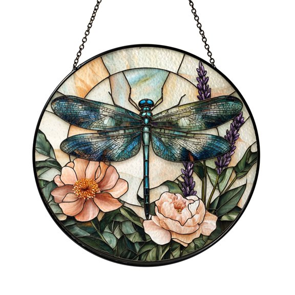 Nature Inspired Window Art – Dragonfly Lavender Design