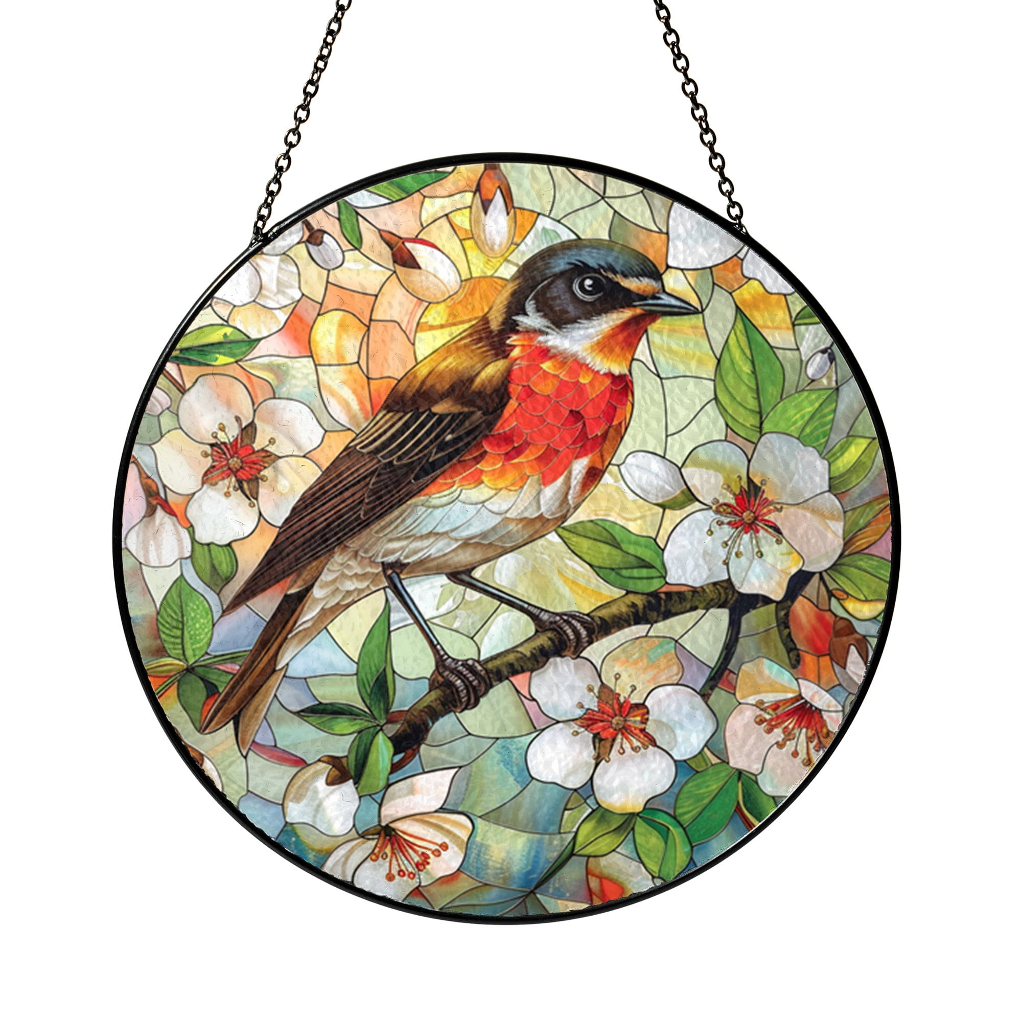 Window Drawing. Sign Nature Inspired Window Art – Robin with Floral Design - Walmart.com
