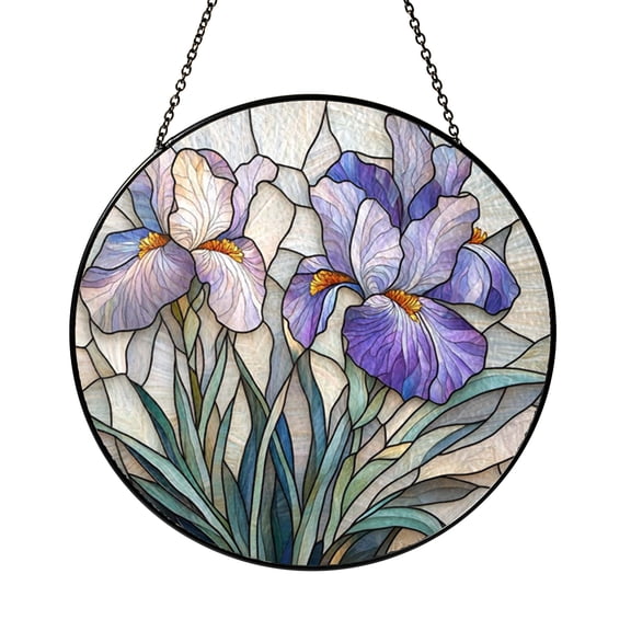 Nature Inspired Window Decor – Iris Stained Glass Style