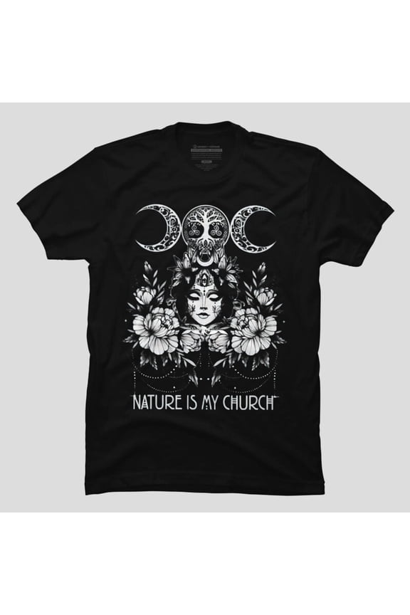 Nature Is My Church Moon Moth Witchcraft Flower Funny H31458 Unisex T-Shirt, Up to 5XL Available