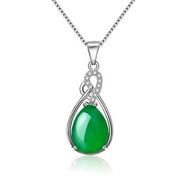 JADEJEWLY Nature Jade Necklace Sterling Silver Filigree Irish Pendant Necklace Natural Stone Necklace Jewelry for Women gift