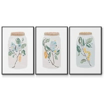 Nature Jar I - Framed Premium Gallery Wrapped Canvas L Frame 3 Piece Set - Ready to Hang