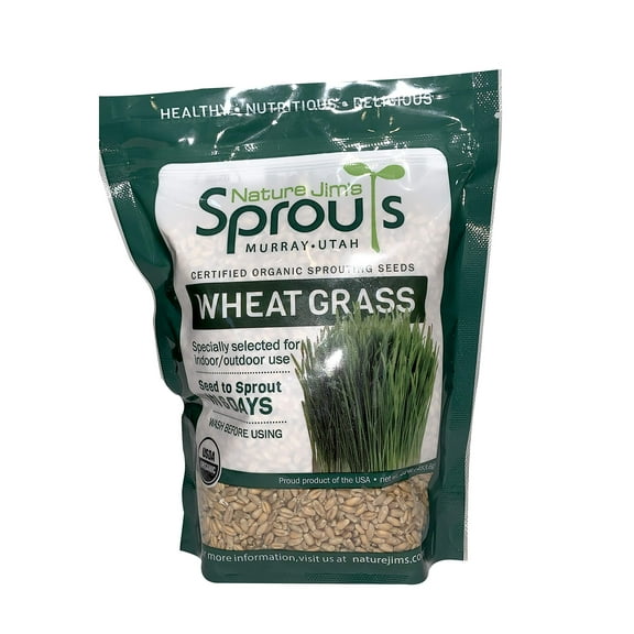 Nature Jims Sprouts Wheatgrass Seeds - MVR1100% Organic Wheat Seed for Sprouting - Cat Planter Seeds, Rich in Vitamins, Fiber and Minerals - Non-GMO, Healthy Wheatgrass Sprout Growing Seed