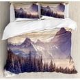thumbnail image 1 of Nature King Size Duvet Cover Set, Evening Winter Landscape with Dramatic Surreal Overcast Sky and Majestic Mountains, Decorative 3 Piece Bedding Set with 2 Pillow Shams, Multicolor, by Ambesonne, 1 of 3