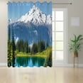 Nature Kitchen Curtains Crystal Lake Surrounded by Pine Trees and Snowy