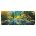 thumbnail image 1 of Nature Kitchen Mat, Autumn Landscape Scenery Forest by River Seasonal Rural Countryside Picture, Plush Decorative Kitchen Mat with Non Slip Backing, 47" X 19", Green Blue Yellow, by Ambesonne, 1 of 1