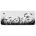 thumbnail image 1 of Nature Kitchen Mat, Grass Bush Meadow Silhouette with Dragonflies Flying Spring Garden Plants Display, Plush Decorative Kitchen Mat with Non Slip Backing, 47" X 19", Black White, by Ambesonne, 1 of 1