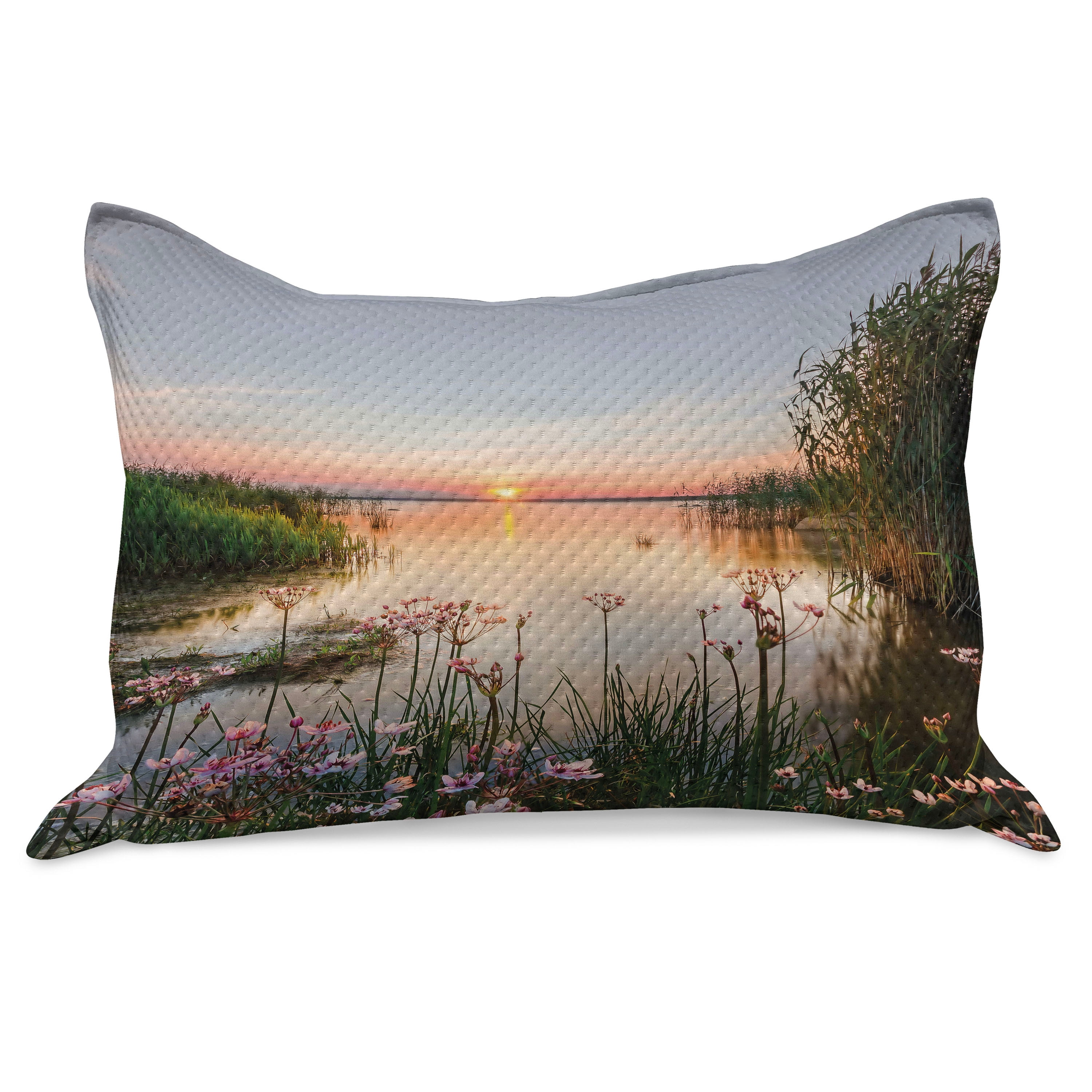 Knitted Spring Landscape Nature Knitted Quilt Pillowcover, Sunset at Chudskoy Lake Estonia View ...