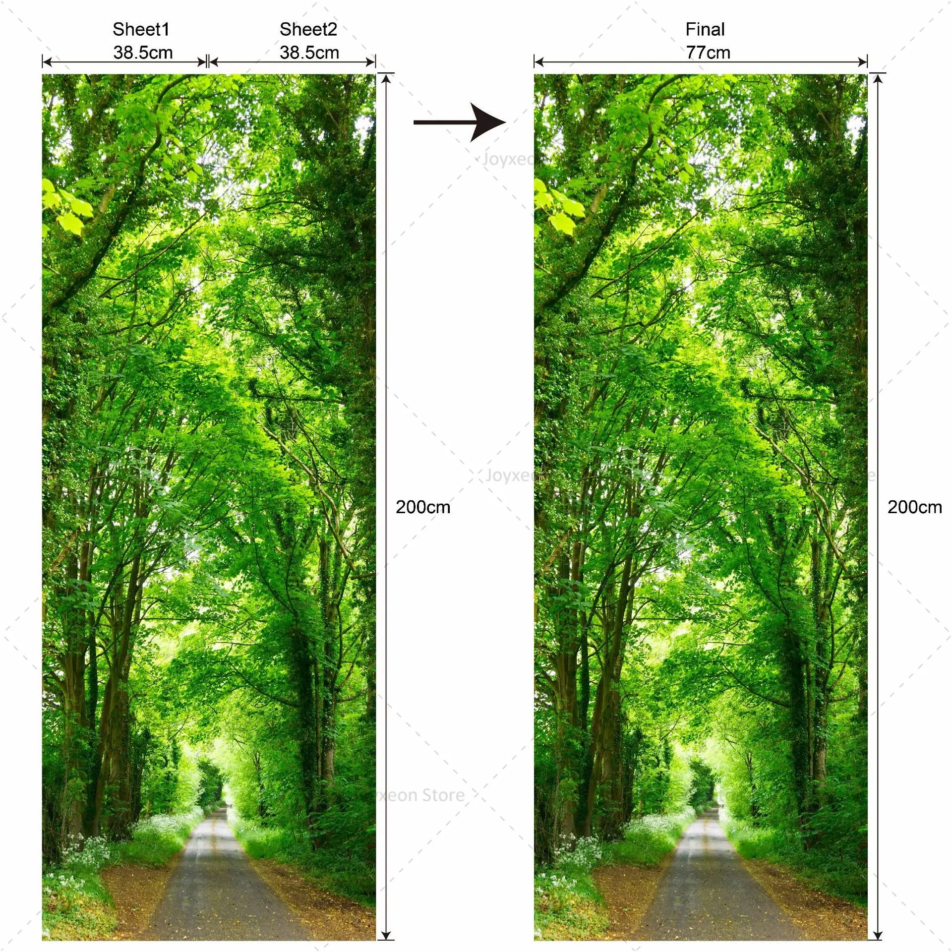 Nature Landscape 3D Door Stickers Self Adhesive Forest Waterfall