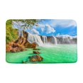Nature Landscape Bathroom Doormat Rug Set Forest Blue Lake Waterfall