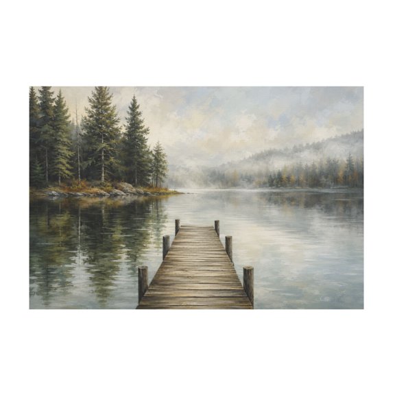 Nature Landscape Dock and Forest Canvas Wall Art for Bedroom and Living Room 12*18in
