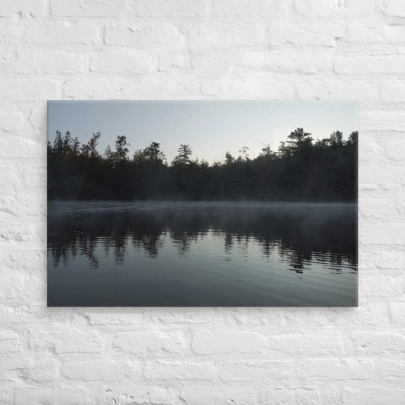 Nature Landscape Lake Pond Fog Tree Sky Reflection 24X36X1 25 Wall Art, Coastal Living Room And Gallery Wall Decor