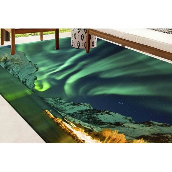 Nature Landscape Rugs Non Slip Rugs, Aurora Landscape Rugs, Runner Rug, View Rugs, Gift Rugs, Nature Landscape Rugs, Floor Rug, Green Rug, 3.3'x5' - 100x150 cm