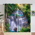 thumbnail image 1 of Nature Landscape Scenery Curtains for Bedroom Window Panels with Garden Pink White Flowers Waterfall, 1 of 5