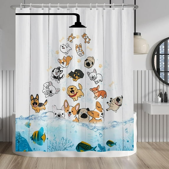 Nature Landscape Shower Curtain Summer Forest River Jungle Waterfall Lake Window Scenery Shower Curtains Decorative for Bathroom Waterproof Fabric Shower Curtain with Hooks 48x72 Inches