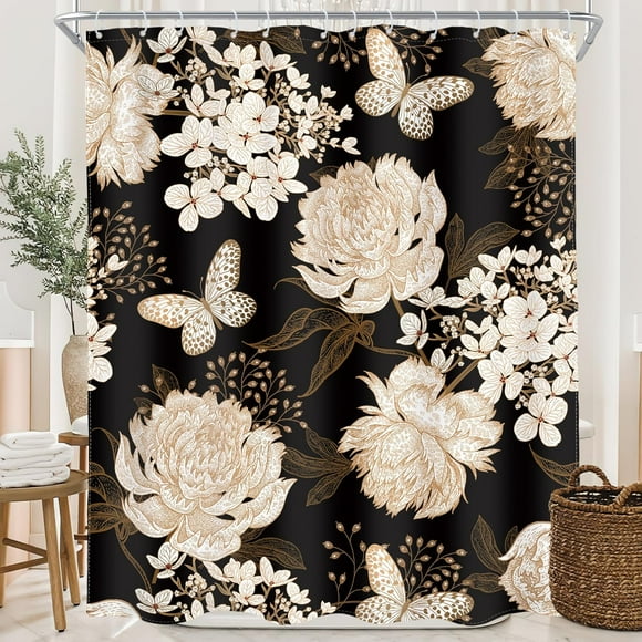 Nature Landscape Shower Curtain Waterfall 72Wx72L Inch Jungle Rainforest Water Scene Mountain Cave Scenic Woodland Tree Lake Green Spa Zen Art Cloth Fabric Men Bathroom Decor Set with 12 Hooks