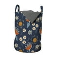 thumbnail image 1 of Nature Laundry Bag, Botanical Layout of Flowers Scribbled Circles Hand Drawn Like Herbs, Basket with Handles Drawstring Closure for Laundromats, 13" x 19", Dark Blue and Multicolor, by Ambesonne, 1 of 4